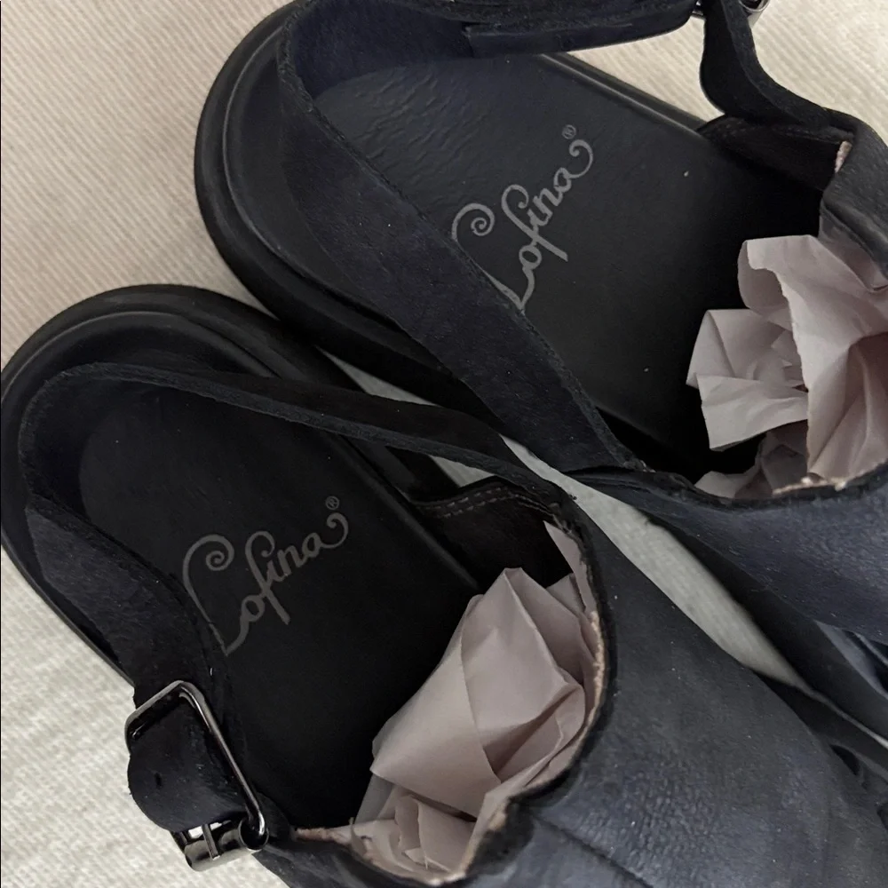 Lofina Chunky Leather Platform Wedge Sandal - Picture 6 of 8